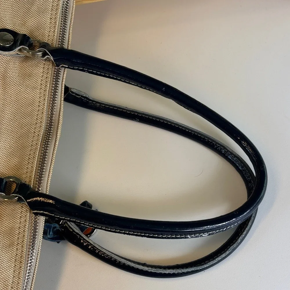 Vintage‎ Dooney & Bourke Made in Italy Canvas Patent Leather Tote Bag